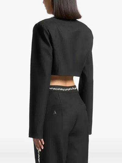 Manière De Voir Crystal-embellished Cropped Blazer In Black