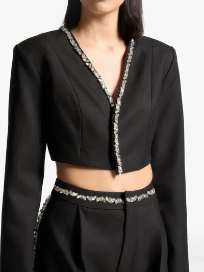 Manière De Voir Crystal-embellished Cropped Blazer In Black