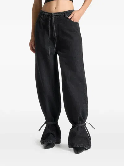 Manière De Voir Faye Tie-waist Wide-leg Jeans In Black