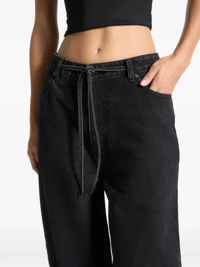 Manière De Voir Faye Tie-waist Wide-leg Jeans In Black