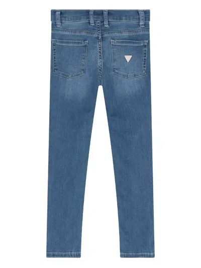 Guess Logo Denim Jeans In Blue