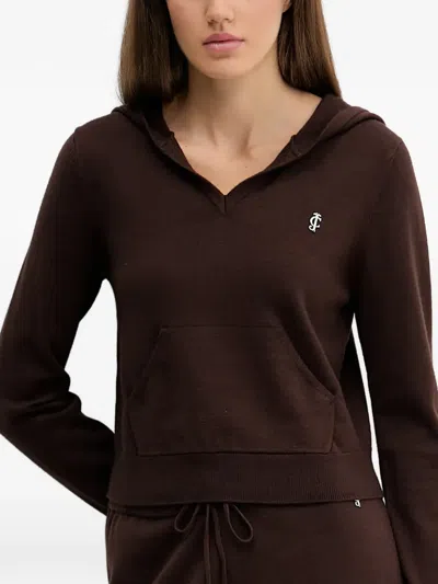 Juicy Couture Hooded Pocket Top In Brown