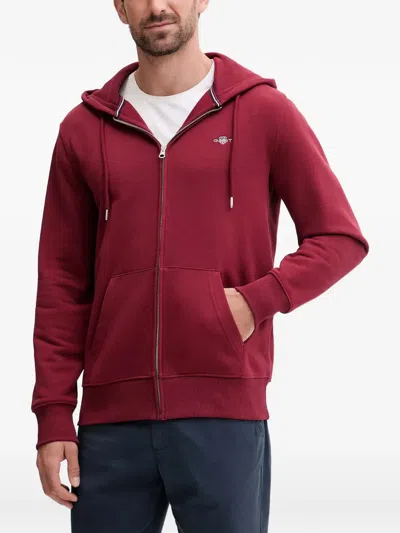 Gant Zip Hoodie In Red