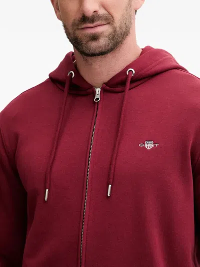Gant Zip Hoodie In Red
