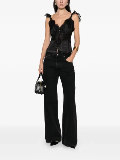 Self-portrait Lace Button Top In Black