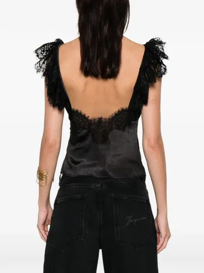 Self-portrait Lace Button Top In Black