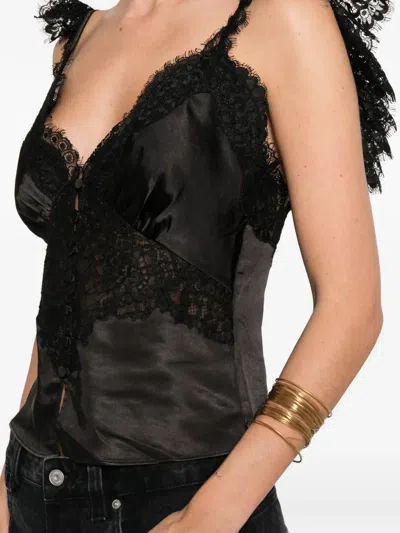 Self-portrait Lace Button Top In Black