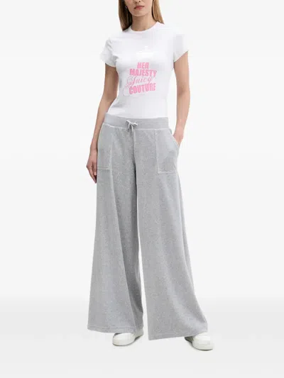 Juicy Couture Womens Silver Marl Caisa Ultra Logo-print Cotton-blend Tracksuit Bottoms In Gray