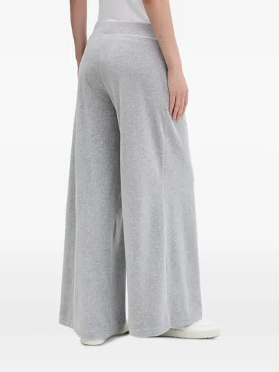 Juicy Couture Womens Silver Marl Caisa Ultra Logo-print Cotton-blend Tracksuit Bottoms In Gray