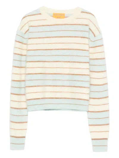 Guest In Residence Womens Grizzly Striped Brushed Cashmere Jumper Seaglass Combo In Neutral