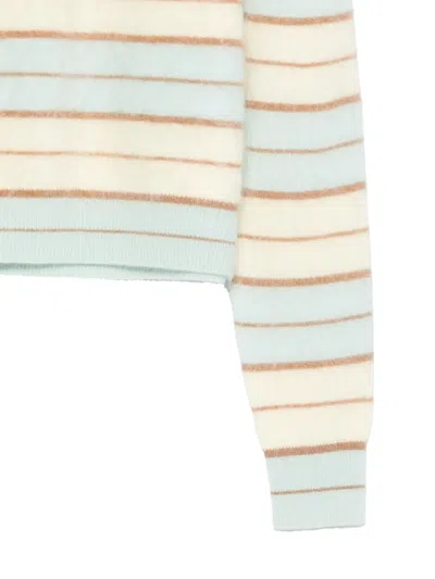 Guest In Residence Womens Grizzly Striped Brushed Cashmere Jumper Seaglass Combo In Neutral