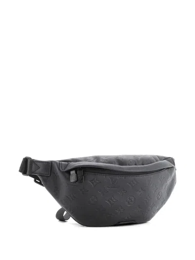 Pre-owned Louis Vuitton Discovery Bumbag Monogram Shadow Leather Pm Belt Bag In Black