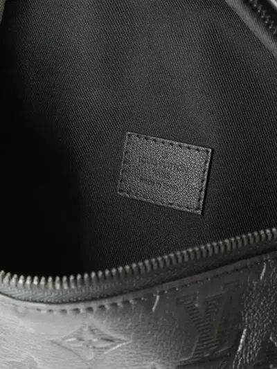 Pre-owned Louis Vuitton Discovery Bumbag Monogram Shadow Leather Pm Belt Bag In Black