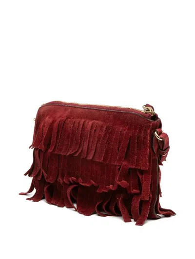 Pre-owned Burberry 2000-2017 Suede Peyton Fringe Crossbody Bag In Red