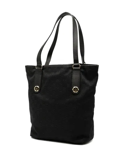 Pre-owned Gucci 2000-2015 Gg Canvas Charmy Tote Bag In Black