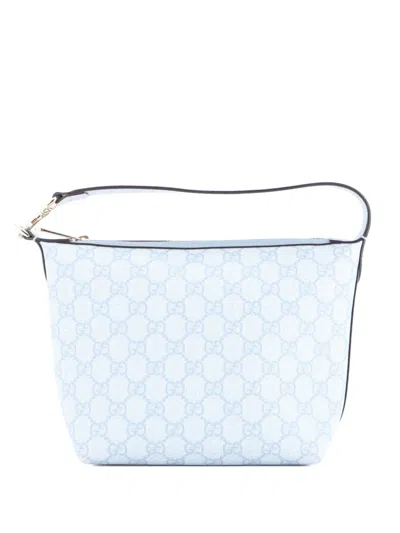 Pre-owned Gucci Ophidia Zip Gg Coated Canvas Super Mini Shoulder Bag In Blue