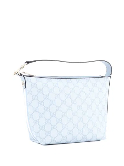 Pre-owned Gucci Ophidia Zip Gg Coated Canvas Super Mini Shoulder Bag In Blue