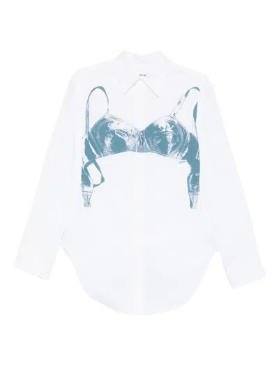 Jean Paul Gaultier Bra-print Cotton Shirt In White