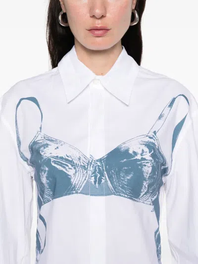 Jean Paul Gaultier Bra-print Cotton Shirt In White
