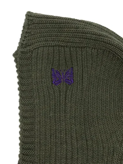 Needles Embroidered Wool Balaclava In Green