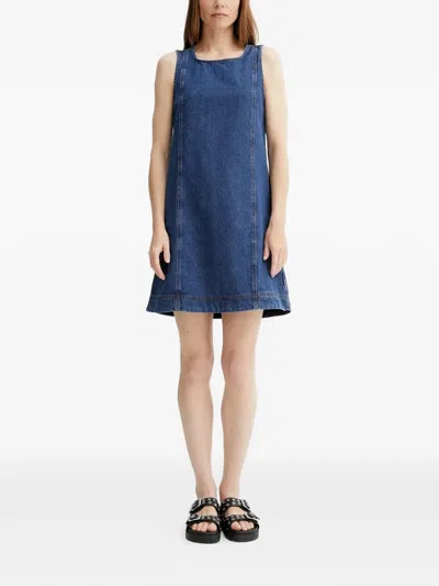 Marc O'polo Square-neck Panelled Mini Dress In Blue