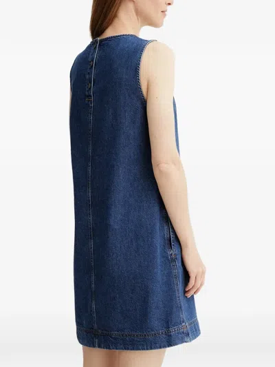 Marc O'polo Square-neck Panelled Mini Dress In Blue