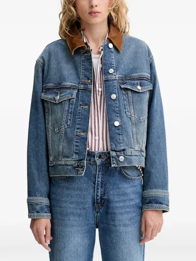 Marc O'polo Corduroy-collar Denim Jacket In Blue