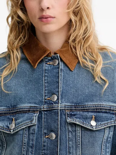 Marc O'polo Corduroy-collar Denim Jacket In Blue