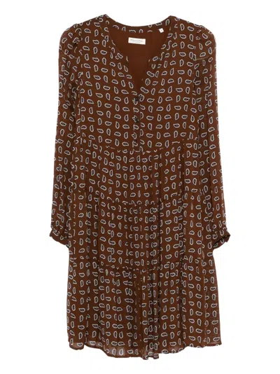 Marc O'polo Tie Detail Mini Dress In Brown