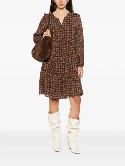 Marc O'polo Tie Detail Mini Dress In Brown