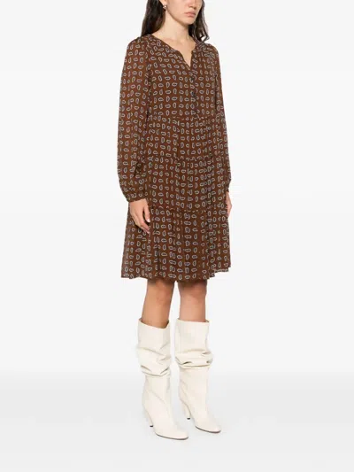 Marc O'polo Tie Detail Mini Dress In Brown