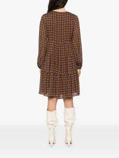 Marc O'polo Tie Detail Mini Dress In Brown