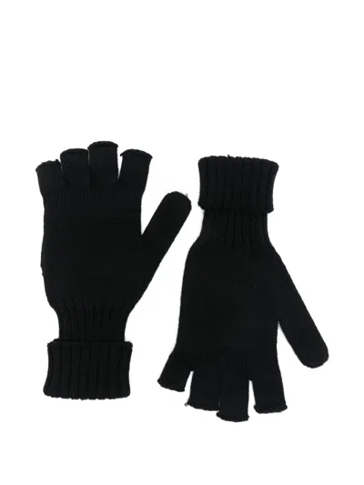 Needles Embroidered-logo Fingerless Gloves In Black