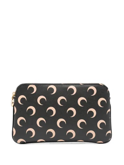 Marine Serre Moon Print Zip Pouch In Black