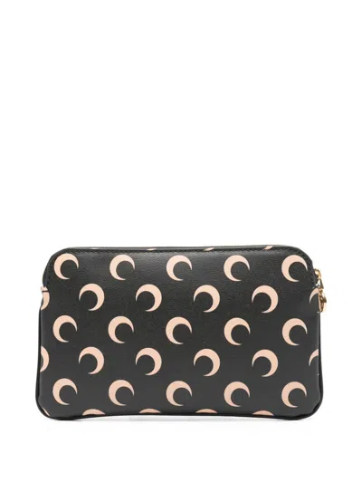 Marine Serre Moon Print Zip Pouch In Black
