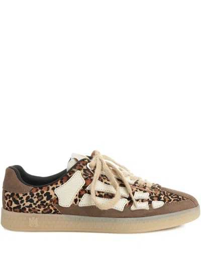 Amiri Pacific Bones Brown Low-top Sneaker With Logo Patch On The Tongue And Leopard Print In Suede Man In Animal Print