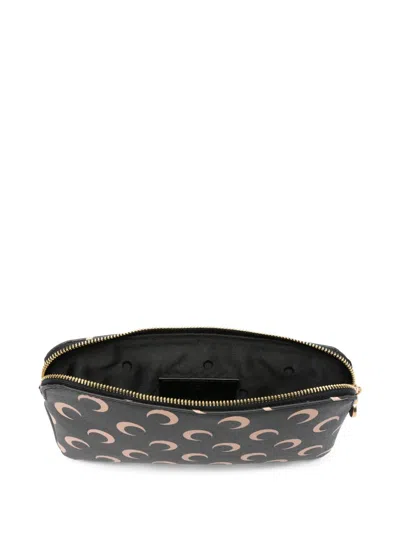 Marine Serre Moon Print Zip Pouch In Black