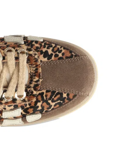 Amiri Pacific Bones Brown Low-top Sneaker With Logo Patch On The Tongue And Leopard Print In Suede Man In Animal Print