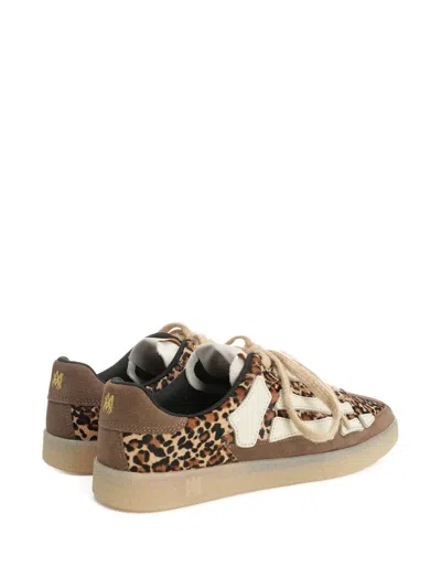 Amiri Pacific Bones Brown Low-top Sneaker With Logo Patch On The Tongue And Leopard Print In Suede Man In Animal Print