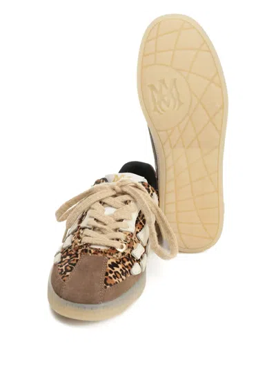 Amiri Pacific Bones Brown Low-top Sneaker With Logo Patch On The Tongue And Leopard Print In Suede Man In Animal Print