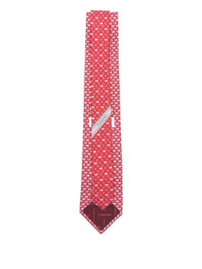 Ferragamo Patterned Tie In Pink
