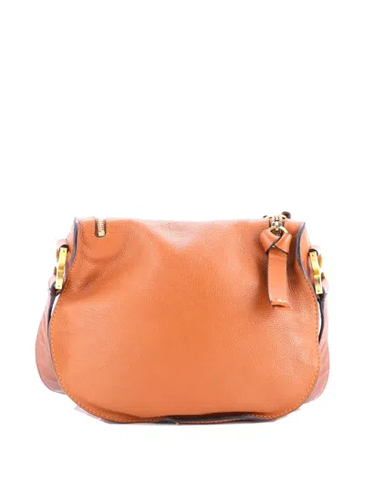 Pre-owned Chloé Marcie Zip Crossbody Bag Leather Medium Shoulder Bag In Brown