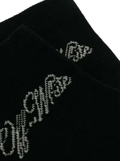 Off-white Intarsia Logo Socks In Black