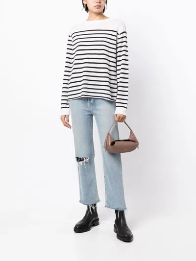 Reformation Boyfriend Striped Cashmere Jumper In White