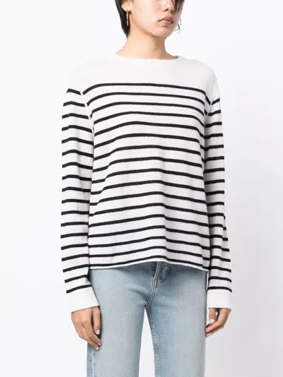 Reformation Boyfriend Striped Cashmere Jumper In White