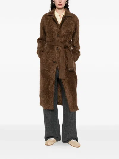 Guest In Residence Belted Buttoned Coat In Brown