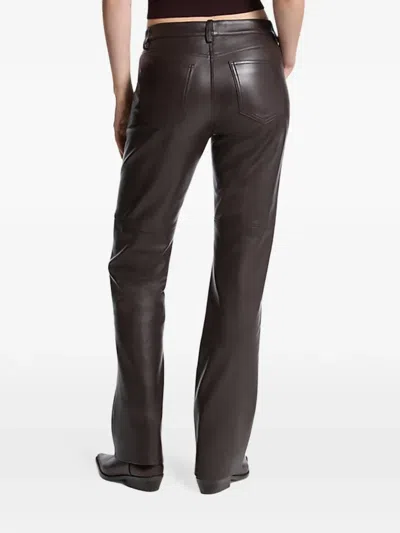 Michael Kors Leather Trousers In Brown