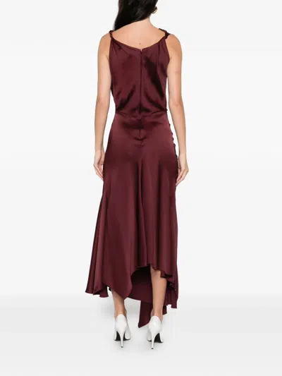 Victoria Beckham Posy Draped Midi Dress In Red