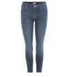 Mother The Looker Ankle Fray Jeans In Blue