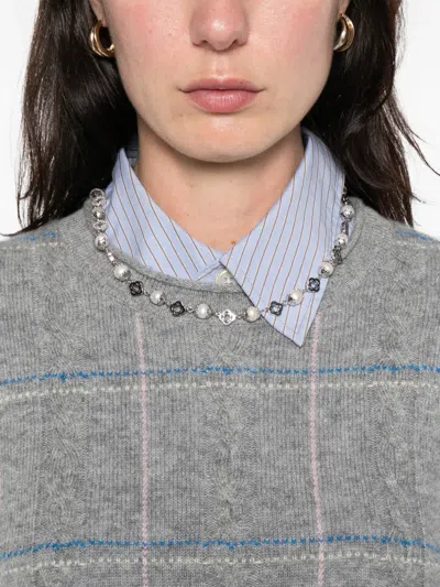 Guest In Residence Checked Knitted Vest In Gray